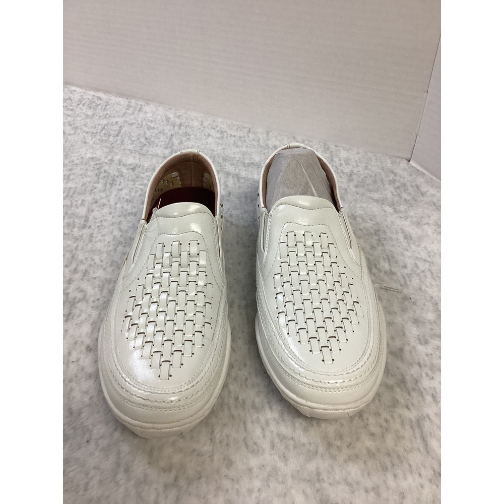 Stacy Adams Ithaca White Woven Slip On Loafers‎ Red Zone Comfort Mens 7.5M